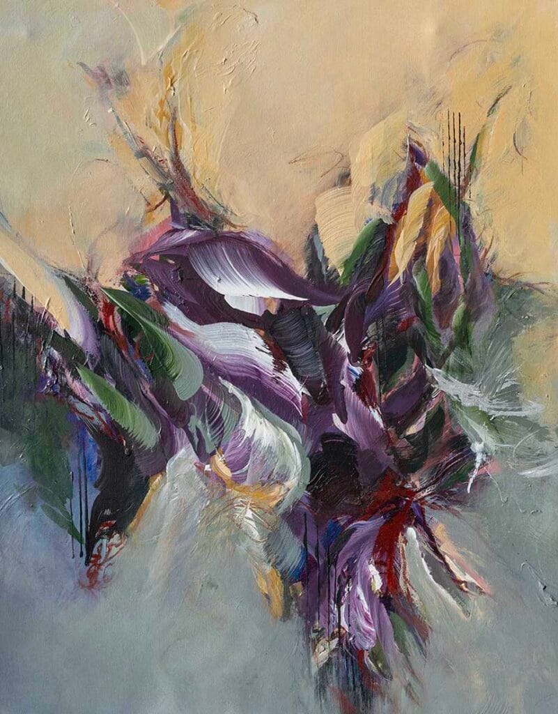 "Cascade Violet" - Abstract painting by Pamela Gene Miller