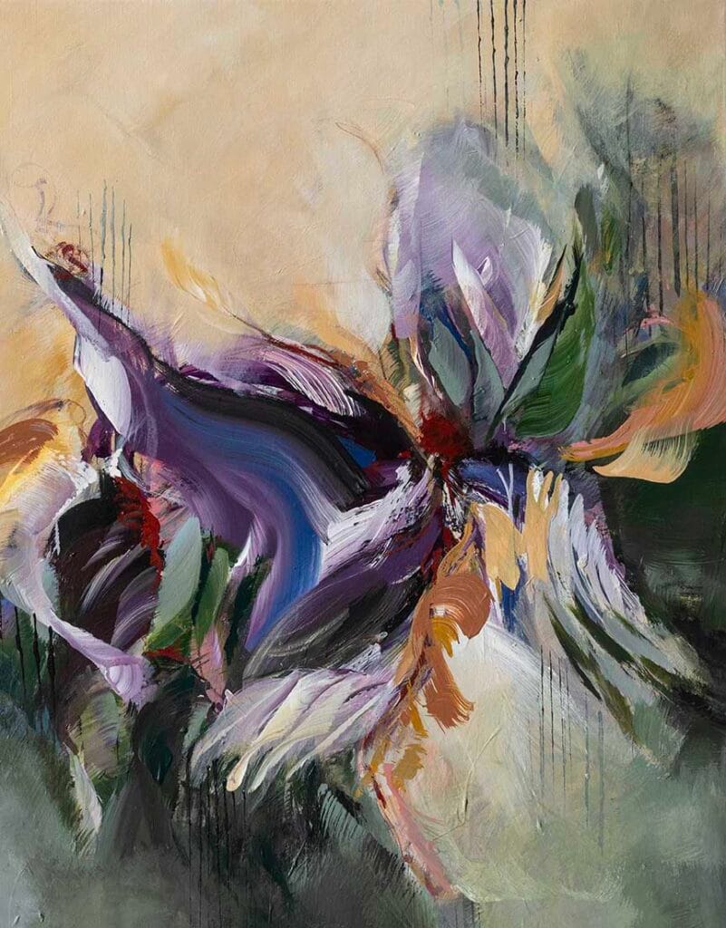 "Leaping Iris" - Abstract painting by Pamela Gene Miller